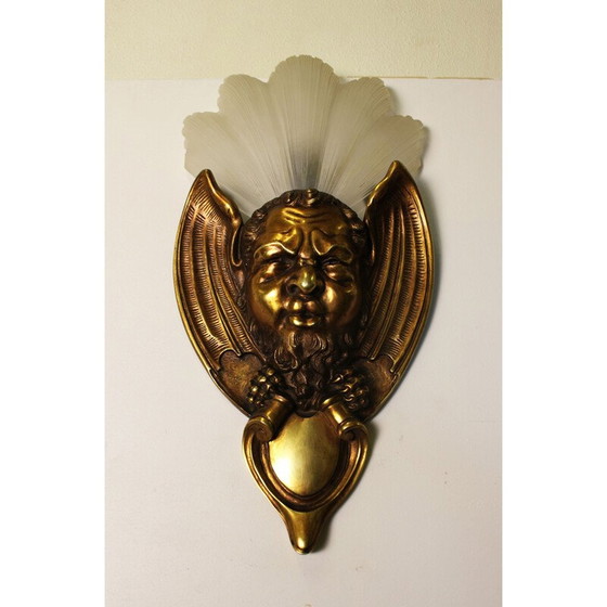 Image 1 of Paar Wandlampen aus Bronze und Glas im Art-Deco-Stil