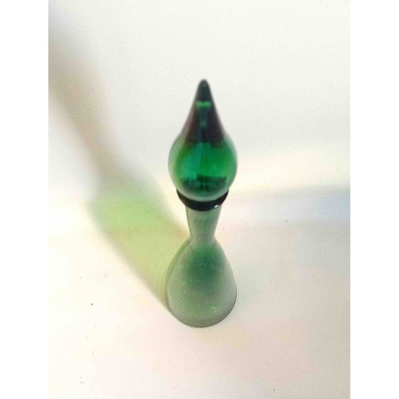 Image 1 of Karaffe im Genie-Format aus dunkelgrünem mundgeblasenem Glas, Italien 1970