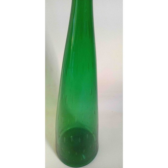 Image 1 of Karaffe im Genie-Format aus dunkelgrünem mundgeblasenem Glas, Italien 1970