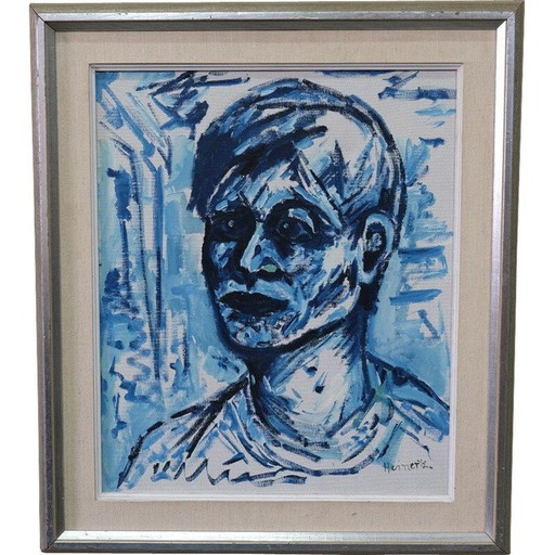 Vintage-Ölporträtgemälde auf Leinwand von Erik Heinertz, Schweden 1960