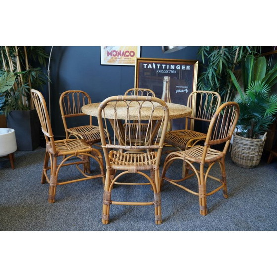 Image 1 of Mid Century Esszimmergarnitur aus Bambus und Rattan, 1970er Jahre