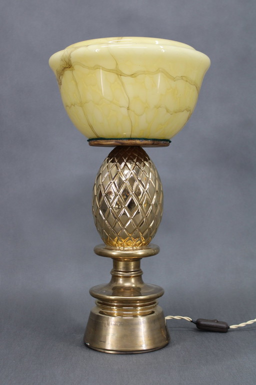 1940S restauriert Ananas Keramik Tischlampe mit Glasschirm