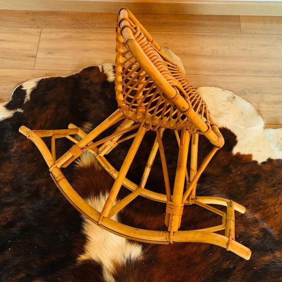 Image 1 of Vintage children's rattan rocking chair