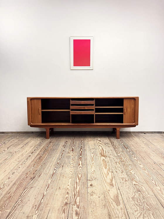 Image 1 of Mid Century Modernes dänisches Teakholz-Sideboard mit Tambour-Türen von Dyrlund, Dänemark