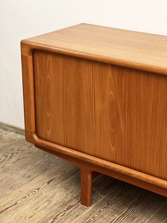 Image 1 of Mid Century Modernes dänisches Teakholz-Sideboard mit Tambour-Türen von Dyrlund, Dänemark