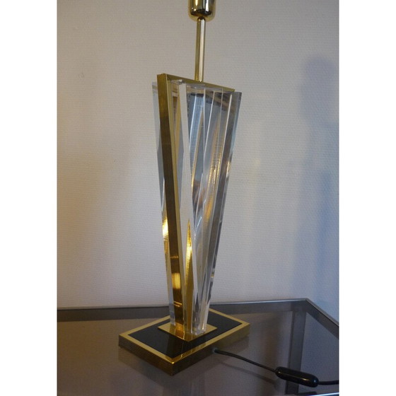 Image 1 of Mid-Century-Lampe aus Plexiglas und Messing - 1970er Jahre