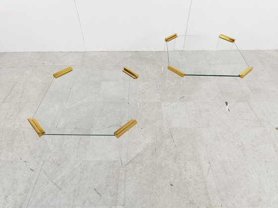 Image 1 of 2x Couchtische aus Plexiglas und Messing