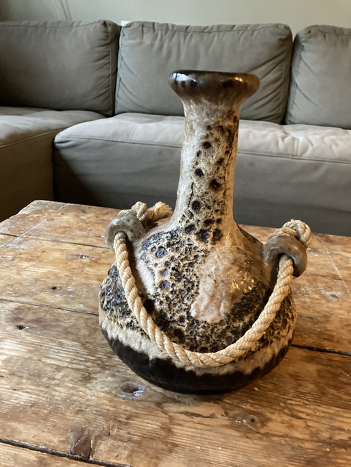 Westdeutschland Vase Lavaglasur braun/beige