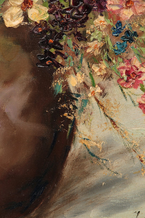 Image 1 of Gemälde Van J.Stein Feldstrauß mit schönem Holzrahmen 20. Jahrhundert.