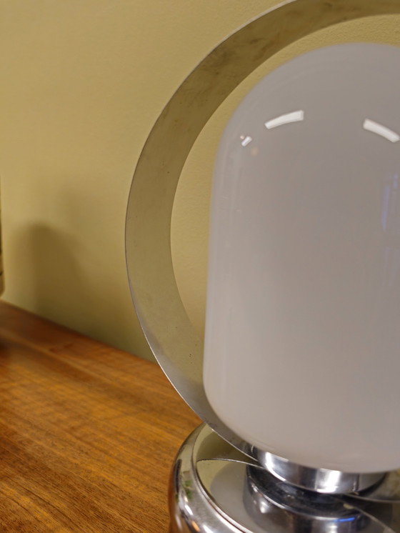 Image 1 of Vintage Space Age Chrom Milchglas Tischlampe Schreibtischlampe