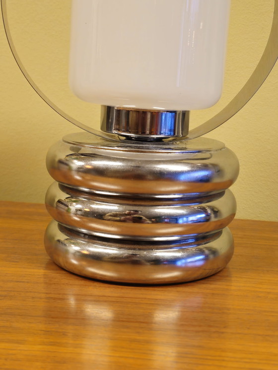 Image 1 of Vintage Space Age Chrom Milchglas Tischlampe Schreibtischlampe