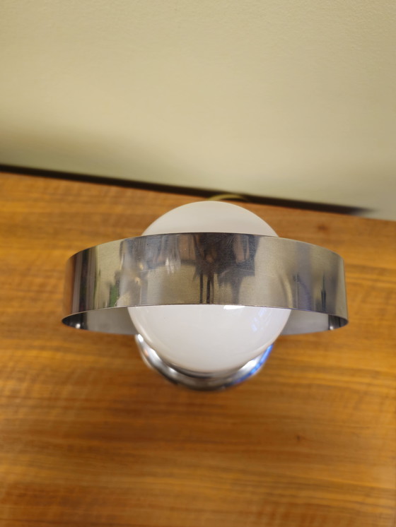 Image 1 of Vintage Space Age Chrom Milchglas Tischlampe Schreibtischlampe