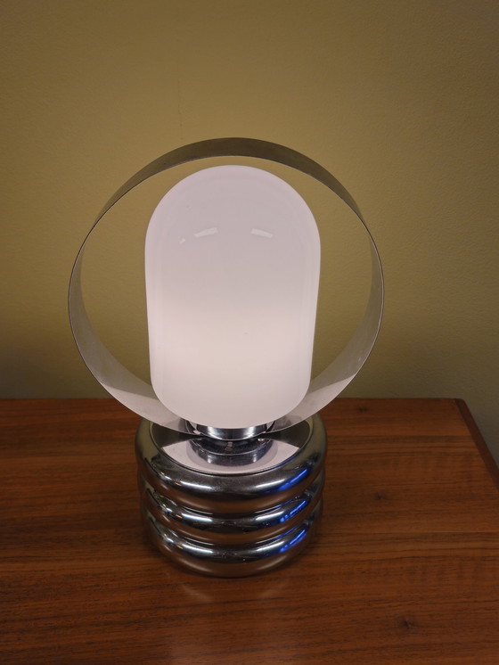 Image 1 of Vintage Space Age Chrom Milchglas Tischlampe Schreibtischlampe