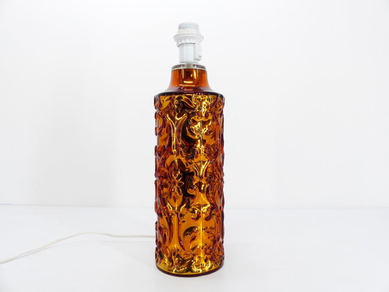 Image 1 of Skandinavische Lampe Gustaf Leek Aus Goldenem Buntglas Orrefors 1960