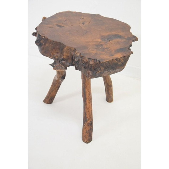 Image 1 of Vintage Brutalist Couchtisch aus massivem Olivenholz, 1980