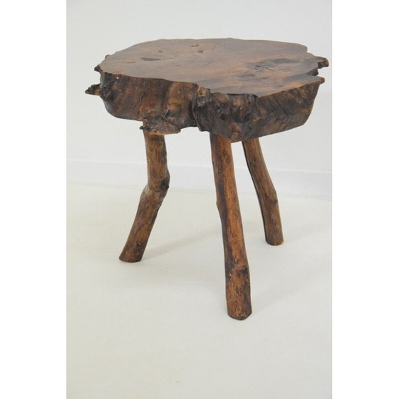 Image 1 of Vintage Brutalist Couchtisch aus massivem Olivenholz, 1980