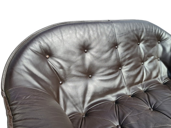 Image 1 of Set von zwei High End Italienisch 60S Couch und Stuhl - Sofa (2) - Leder, Set von passenden Sofa mit Sessel