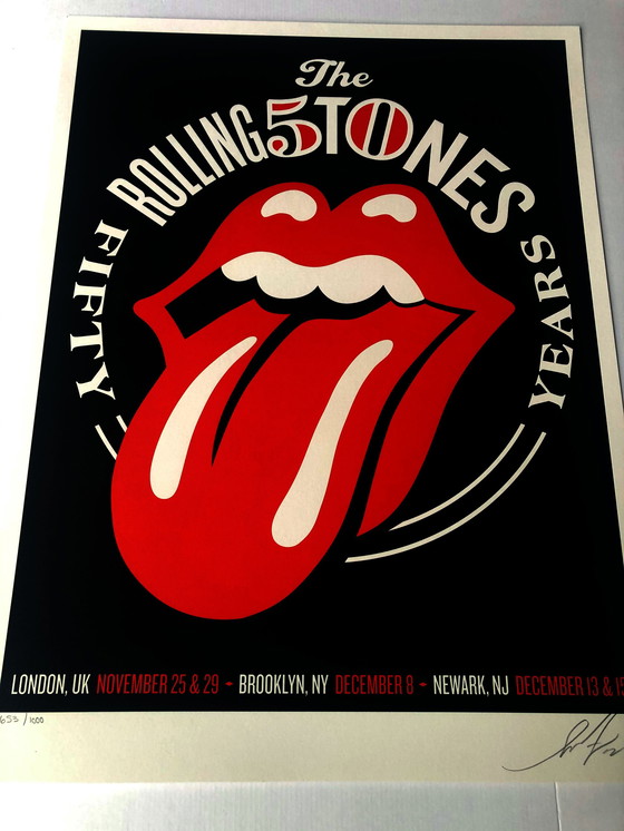 Image 1 of Rolling Stones 50 Jahre - Shepard Fairey OBEY original Siebdruck
