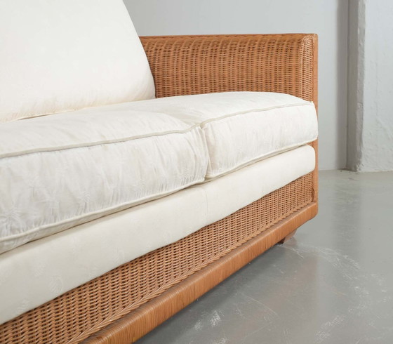 Image 1 of Luxuriöses italienisches Gasparucci Reed White Lounge Greenhouse Sofa. Italien, 1980S