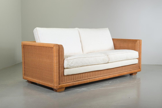 Image 1 of Luxuriöses italienisches Gasparucci Reed White Lounge Greenhouse Sofa. Italien, 1980S
