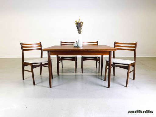 6Er Set Teak Mid Century Stühle Danish Design Neu Bezogen