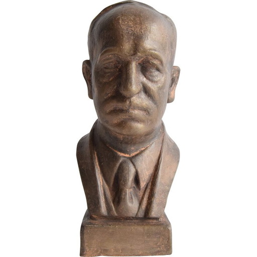 Vintage Arzt Edvard Beneš Keramikbüste, 1950er Jahre