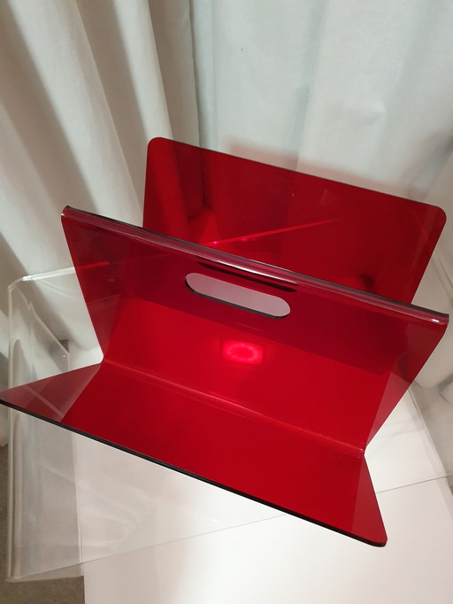 Vintage Zeitungsständer Plexiglas