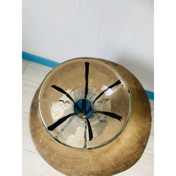 Image 1 of Vintage Vase aus Glas und Emaille mit Blumen von Mazoyer, 1925