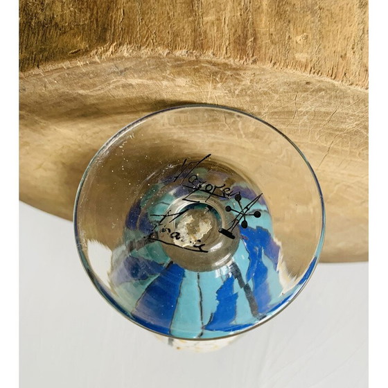 Image 1 of Vintage Vase aus Glas und Emaille mit Blumen von Mazoyer, 1925