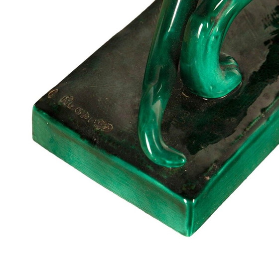 Image 1 of Panther aus Keramik im Art-déco-Stil von Rochard