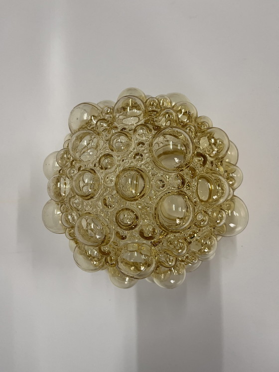 Image 1 of Mid Century Helena Tynell Bubble Deckenleuchte Bernstein Glas Weiß Basis
