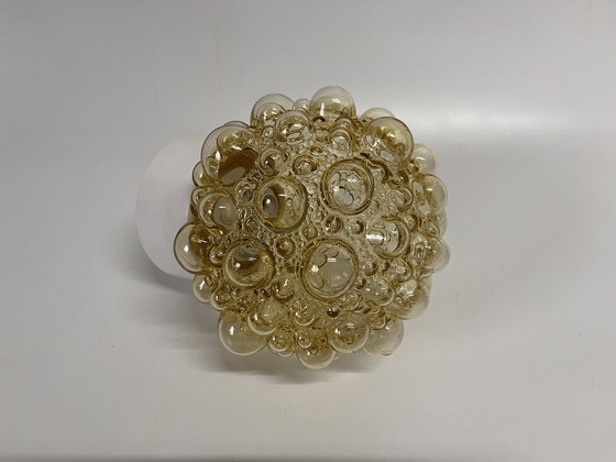 Image 1 of Mid Century Helena Tynell Bubble Deckenleuchte Bernstein Glas Weiß Basis