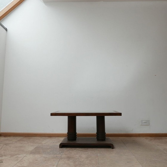 Image 1 of Vintage Couchtisch aus Eiche und Spiegel von Charles Dudouyt, Frankreich 1940