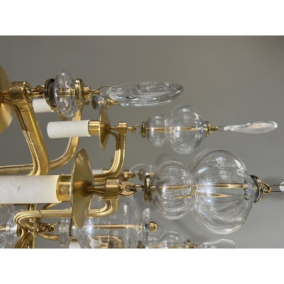 Image 1 of Goldfarbener Kronleuchter mit 12 Armen von Erik Hoglund, Schweden