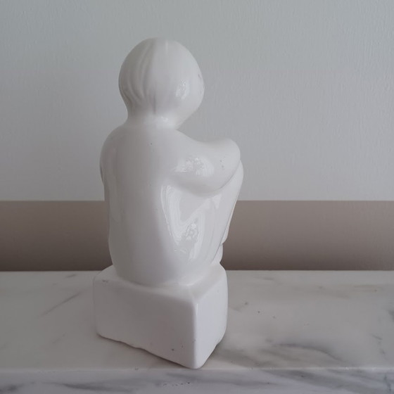 Image 1 of Satz Buchstützen Delft Weiß Keramik. 1980