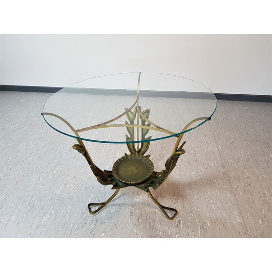 Image 1 of Runder Vintage-Beistelltisch aus Messing und Glas von Pier Luigi Colli, 1950