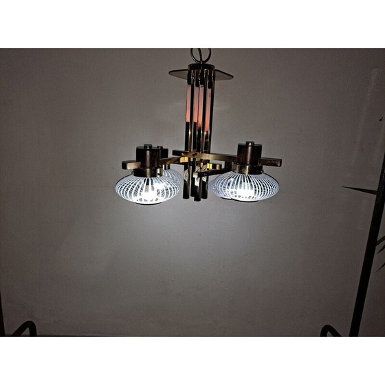 Image 1 of Italienischer Vintage-Kronleuchter aus Muranoglas und Messing von Sciolari, 1960-1970er Jahre