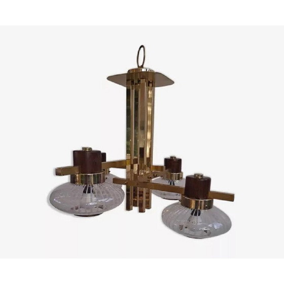 Image 1 of Italienischer Vintage-Kronleuchter aus Muranoglas und Messing von Sciolari, 1960-1970er Jahre