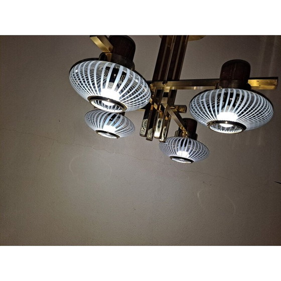 Image 1 of Italienischer Vintage-Kronleuchter aus Muranoglas und Messing von Sciolari, 1960-1970er Jahre