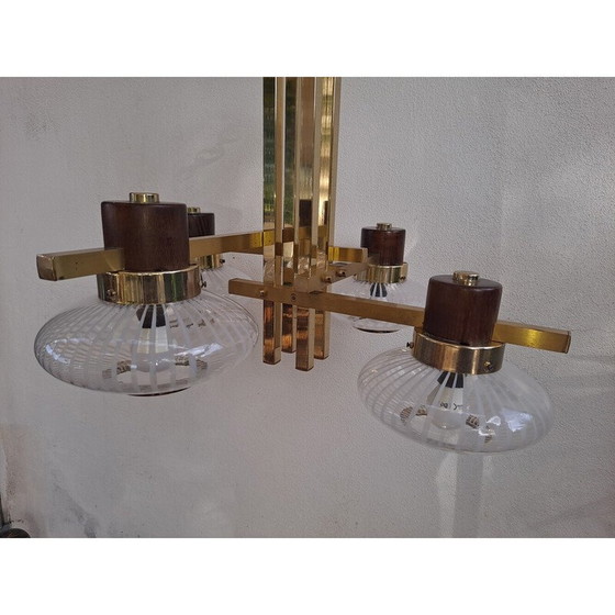 Image 1 of Italienischer Vintage-Kronleuchter aus Muranoglas und Messing von Sciolari, 1960-1970er Jahre