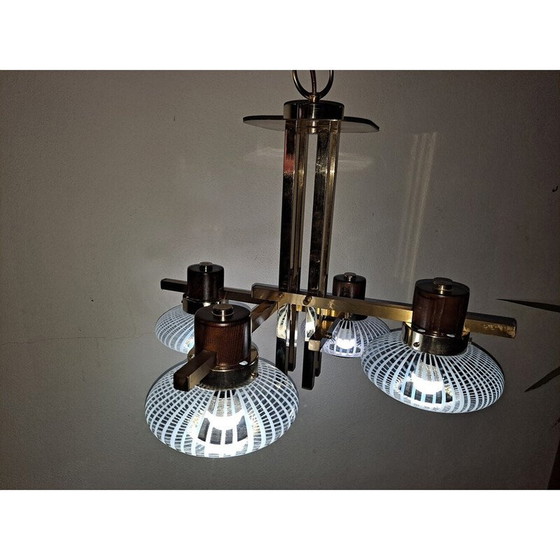 Image 1 of Italienischer Vintage-Kronleuchter aus Muranoglas und Messing von Sciolari, 1960-1970er Jahre