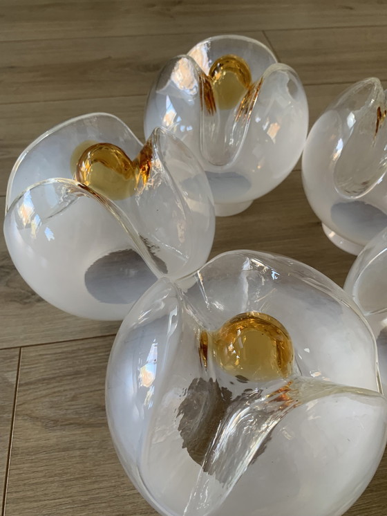 Image 1 of Seltene, alte Mazzega Murano Pendelleuchte mit 5 Kugeln