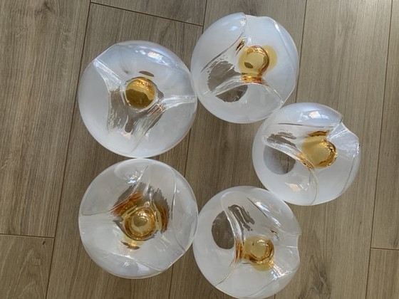 Image 1 of Seltene, alte Mazzega Murano Pendelleuchte mit 5 Kugeln