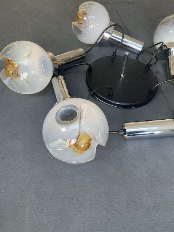 Image 1 of Seltene, alte Mazzega Murano Pendelleuchte mit 5 Kugeln