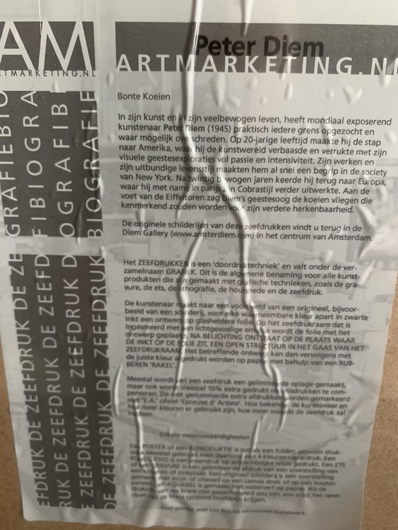 Image 1 of 2x Pieter van Diem Siebdrucke 'Bonte Kühe'