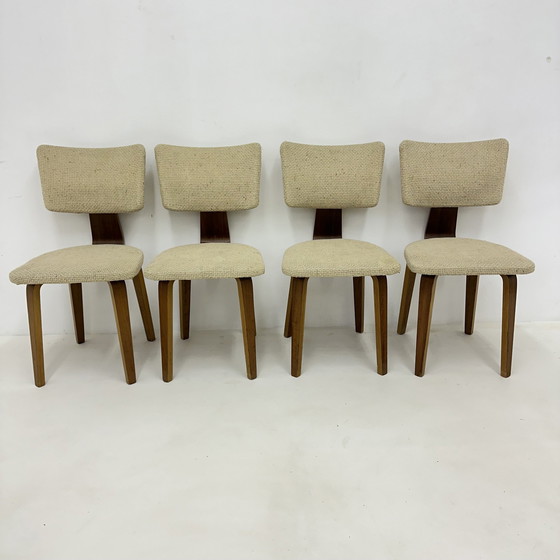 Image 1 of Satz von 4 Mid Century Modern Cor Alons Sperrholz Esszimmerstuhl Dutch Design , 1960S