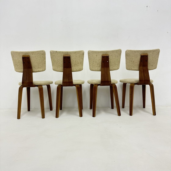 Image 1 of Satz von 4 Mid Century Modern Cor Alons Sperrholz Esszimmerstuhl Dutch Design , 1960S