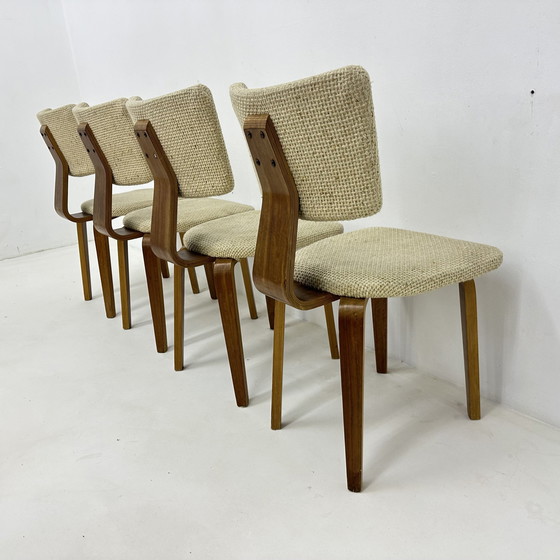 Image 1 of Satz von 4 Mid Century Modern Cor Alons Sperrholz Esszimmerstuhl Dutch Design , 1960S
