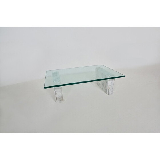 Image 1 of Vintage Couchtisch aus Carrara-Marmor und Glas, 1980er Jahre