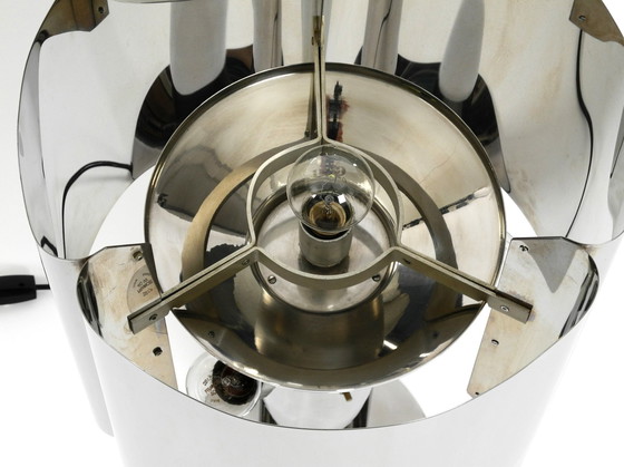 Image 1 of Einzigartige schwere, riesige Xxl 1970S Metall Chrom Tischlampe mit Metallschirm | Höhe 75 cm | 29,5"